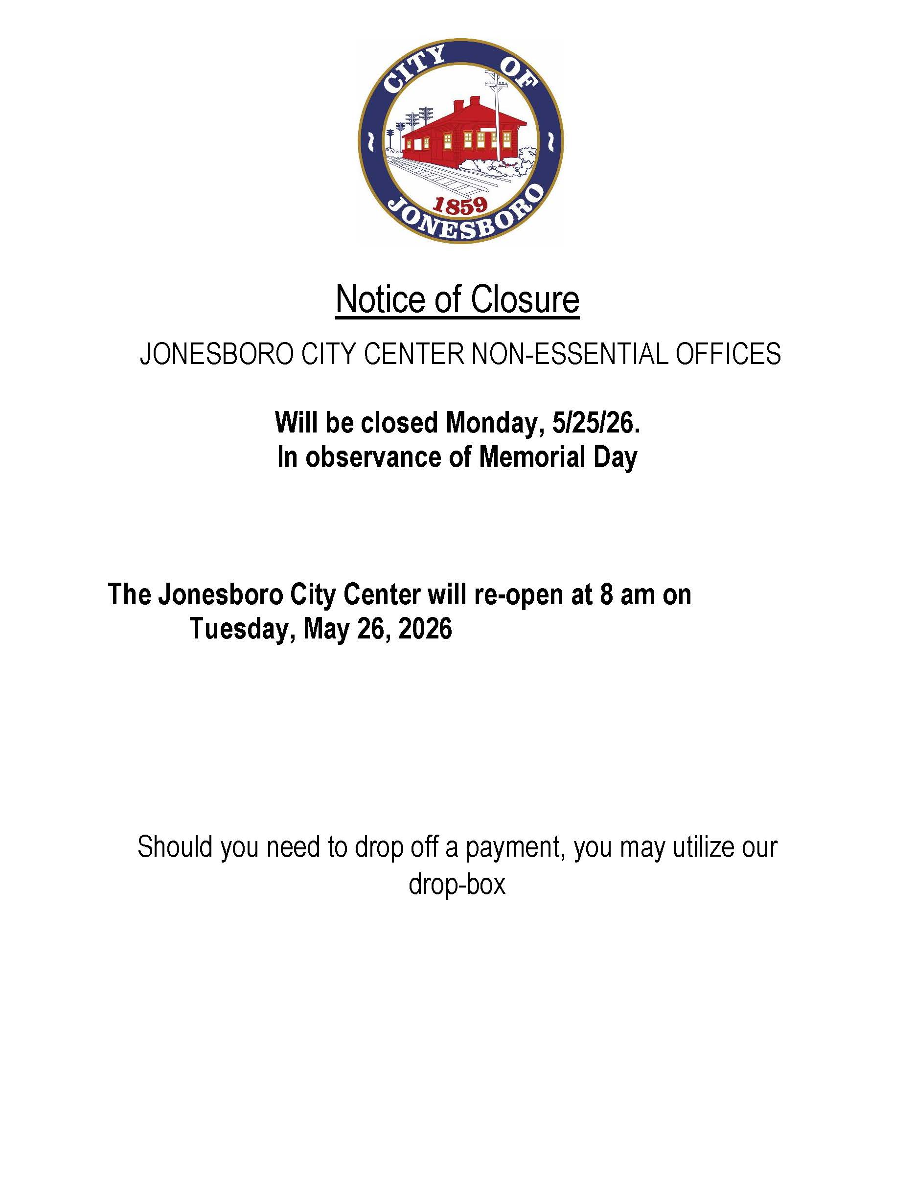 NOTICE OF CLOSURE